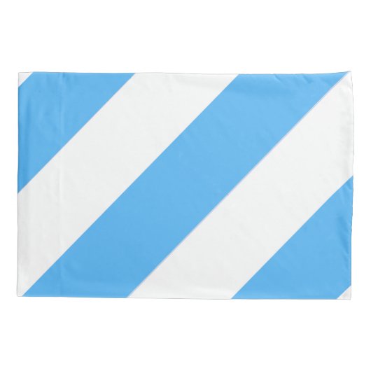 Sky Blue en White Diagonal Bread Stripe Kussensloop (Achterkant)