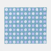 Sky Blue en White Flowers op Blue Fleece Deken (Voorkant (Horizontaal))