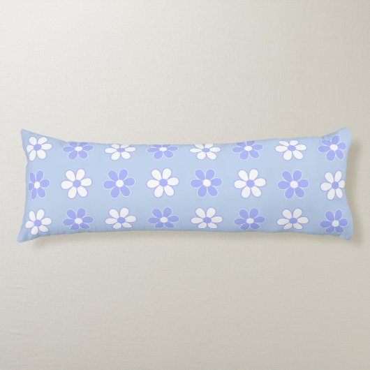 Sky Blue en White Flowers op Light Blue Lichaamskussen (Voorkant)