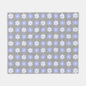 Sky Blue en White Flowers op Silver Grey Fleece Deken (Voorkant (Horizontaal))