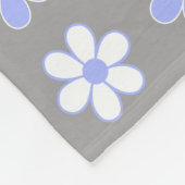 Sky Blue en White Flowers op Silver Grey Fleece Deken (Hoek)