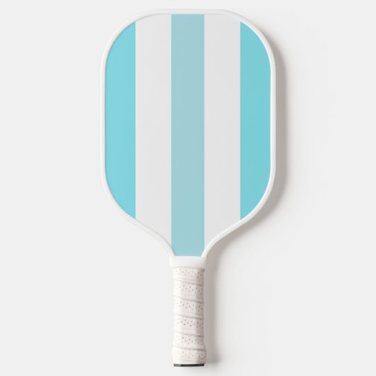 Sky Blue en White Gestreepte Pickleball Paddle (Voorkant)