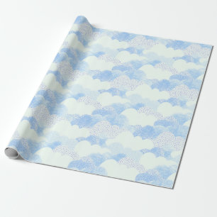Sky Blue en White gestructureerde Abstracte wolken Cadeaupapier