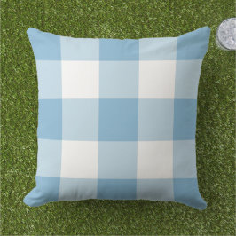 Sky Blue en White Gingham Pset Pattern Buitenkussen