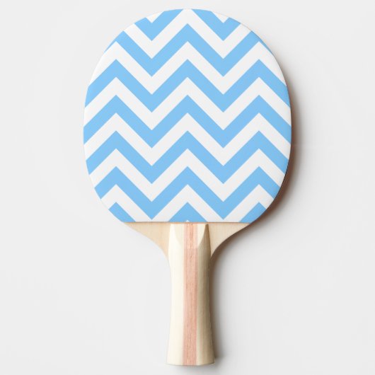 Sky Blue en White Large Chevron ZigZag Pattern Tafeltennisbatje (Voorkant)