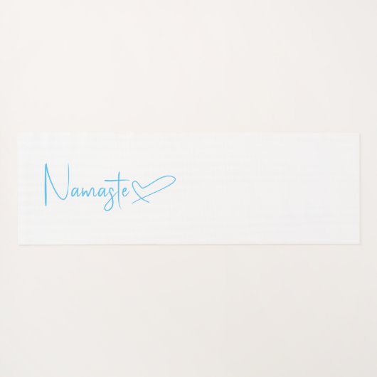 Sky Blue en White Namaste Script Heart omkeerbaar Yogamat (Achterkant (horizontaal))