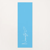 Sky Blue en White Namaste Script Heart omkeerbaar Yogamat (Voorkant)