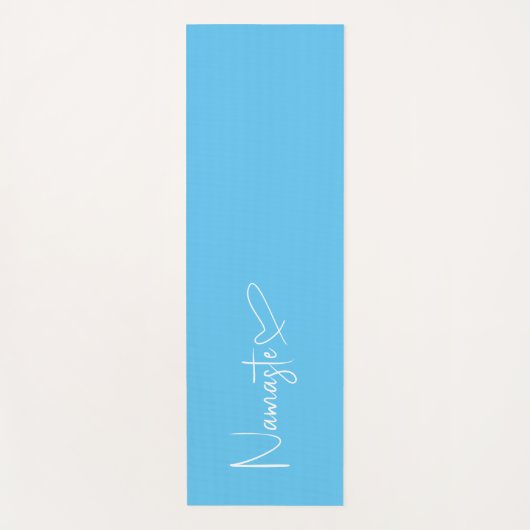 Sky Blue en White Namaste Script Heart omkeerbaar Yogamat (Voorkant)