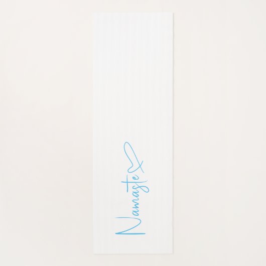 Sky Blue en White Namaste Script Heart omkeerbaar Yogamat (Achterkant)