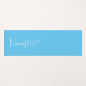 Sky Blue en White Namaste Script Heart omkeerbaar Yogamat (Voorkant (horizontaal))