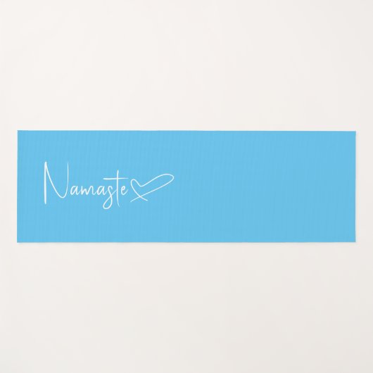 Sky Blue en White Namaste Script Heart omkeerbaar Yogamat (Voorkant (horizontaal))