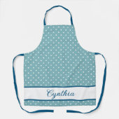 Sky Blue en White Polka Dot Gepersonaliseerd Schort (Voorkant)