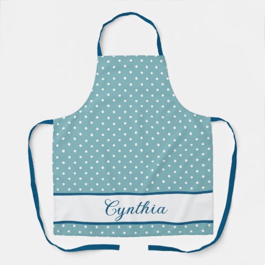 Sky Blue en White Polka Dot Gepersonaliseerd Schort (Voorkant)