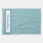 Sky Blue en White Polka Dot Gepersonaliseerd Theedoek (Horizontaal)