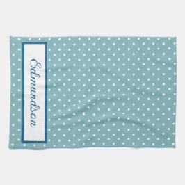Sky Blue en White Polka Dot Gepersonaliseerd Theedoek