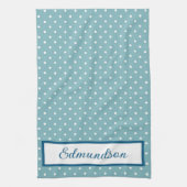 Sky Blue en White Polka Dot Gepersonaliseerd Theedoek (Verticaal)