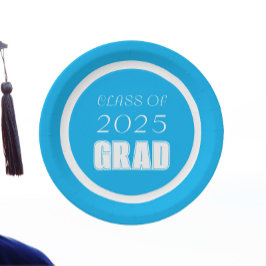 Sky Blue en White School Kleuren Afstuderen Papieren Bordje