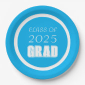 Sky Blue en White School Kleuren Afstuderen Papieren Bordje (Voorkant)