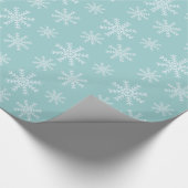 Sky Blue en White Sneeuwvlokken Cadeaupapier (Hoek)