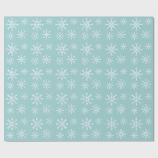 Sky Blue en White Sneeuwvlokken Cadeaupapier (Vlak)
