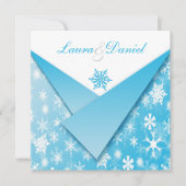 Sky Blue en White Snowflakes Wedding Invitation Kaart (Voorkant)