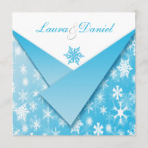 Sky Blue en White Snowflakes Wedding Invitation