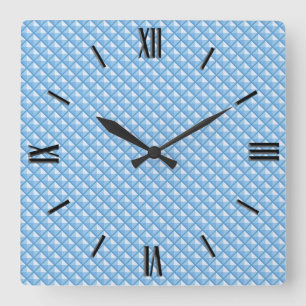 Sky blue, enamel look, bestudeerd raster vierkante klok