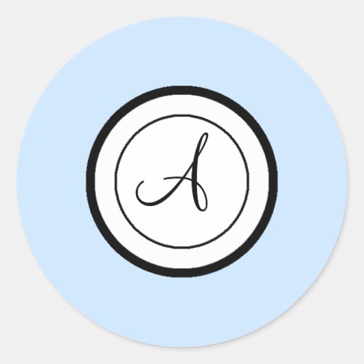 Sky Blue Envelope Seal Stickers Monogram A (Voorkant)