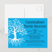 Sky Blue Family Reunion Family Tree Silhouette Uitnodiging Briefkaart (Voorkant / Achterkant)