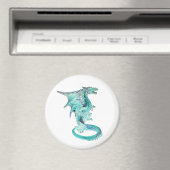 Sky Blue Fantasy Dragon Square of Circle Magneten (Insitu (Vaatwasser))