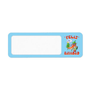 Sky Blue Feliz Navidad Chili Blank Adres Etiket