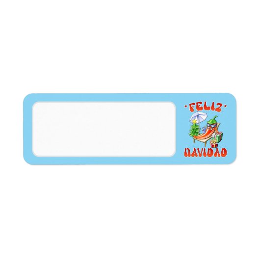 Sky Blue Feliz Navidad Chili Blank Adres Etiket (Voorkant)