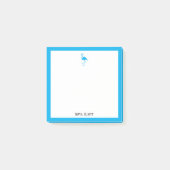Sky Blue Flamingo en Rand op wit w / Naam Post-it® Notes (Voorkant)