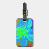 Sky Blue Floral Dahlia Flower Pattern Bagagelabel (Voorkant verticaal)