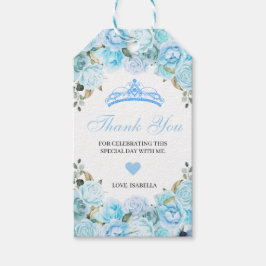 Sky Blue Floral Dank je Labels Cadeaulabel