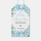 Sky Blue Floral Dank je Labels Cadeaulabel (Voorkant)
