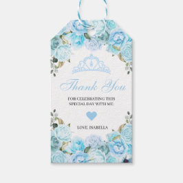 Sky Blue Floral Dank je Labels Cadeaulabel