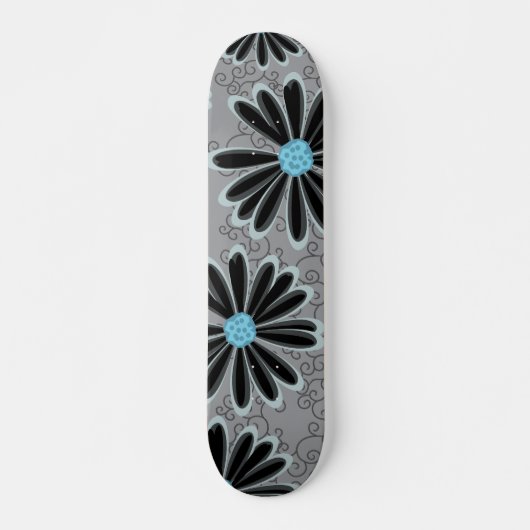Sky Blue Floral Dotted Tribal Daisy Tattoo Patroon Persoonlijk Skateboard (Voorkant)