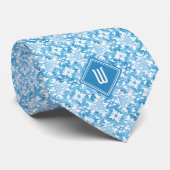 Sky Blue Floral Monogram Stropdas (Opgerold)