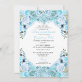 Sky Blue Floral Quinceanera Birthday Kaart (Voorkant)