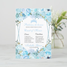 Sky Blue Floral Quinceanera Court of Honor Kaart