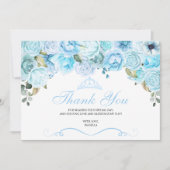 Sky Blue Floral Quinceanera Dank u Bedankkaart (Voorkant)