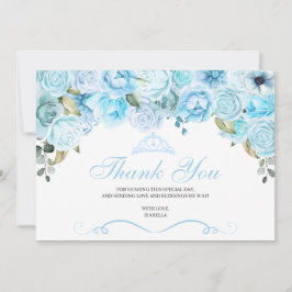 Sky Blue Floral Quinceanera Dank u Bedankkaart