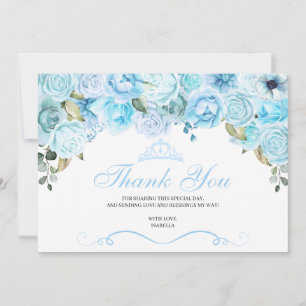 Sky Blue Floral Quinceanera Dank u Bedankkaart