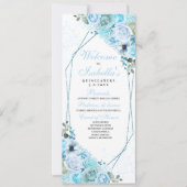 Sky Blue Floral Quinceanera Kaart (Voorkant)