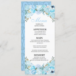 Sky Blue Floral Quinceanera Menu Uitnodiging