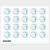 Sky Blue Floral Quinceanera Round Stickers (Vel)
