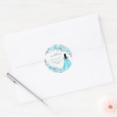 Sky Blue Floral Quinceanera Round Stickers (Envelop)