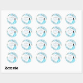 Sky Blue Floral Quinceanera Round Stickers (Vel)