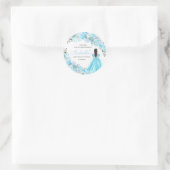 Sky Blue Floral Quinceanera Round Stickers (Tas)